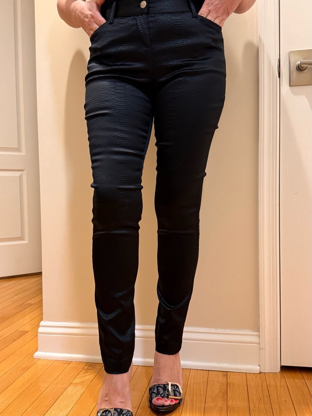 NWOT Black Faux-Snake Skin Trousers